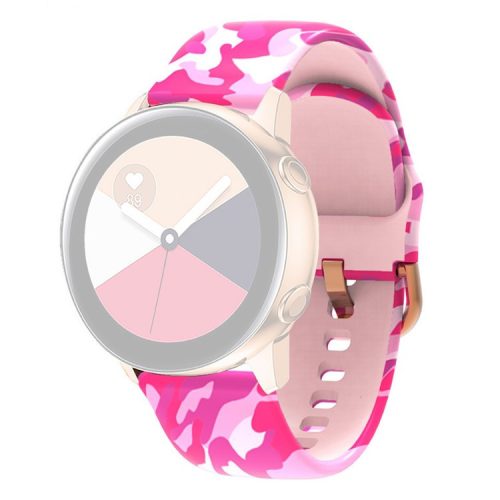 Universal 22mm Patterned Silicone Watch Band Strap for Huawei Watch 3 / 3 Pro / Samsung Amazfit Watch Etc - Pink Camouflage