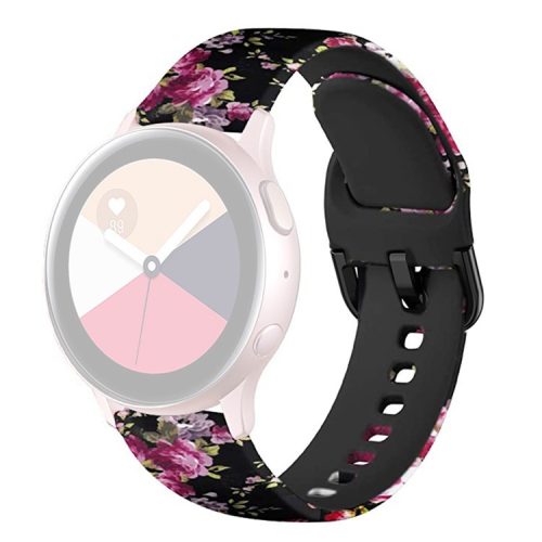 Universal 22mm Patterned Silicone Watch Band Strap for Huawei Watch 3 / 3 Pro / Samsung Amazfit Watch Etc - Pink Flowers