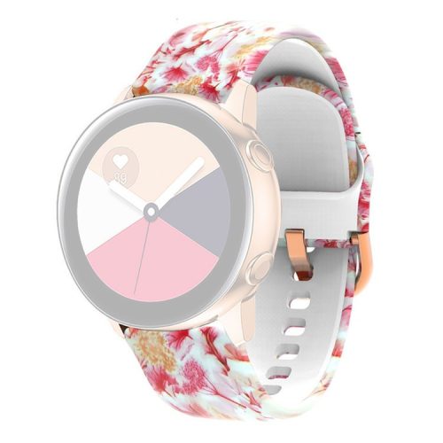 Universal 22mm Patterned Silicone Watch Band Strap for Huawei Watch 3 / 3 Pro / Samsung Amazfit Watch Etc - Red Lily