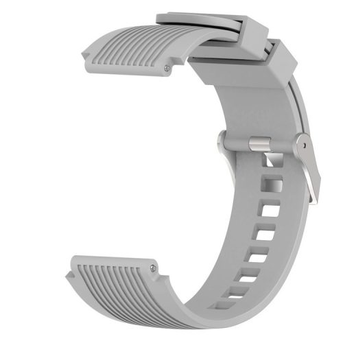 Universal 22mm Width Lines Soft Silicone Band Watchband Strap for Huawei Watch 3 / 3 Pro / Samsung Amazfit Watch Etc - Grey