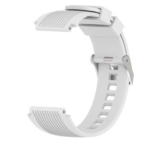 Universal 22mm Width Lines Soft Silicone Band Watchband Strap for Huawei Watch 3 / 3 Pro / Samsung Amazfit Watch Etc - White