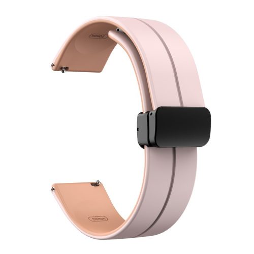 Watch Band for Huawei Watch 4 / Watch 4 Pro / Watch 3 / Watch 3 Pro , 22mm Silicone Dual Color Strap with Black Magnetic Folding Buckle - Pink+Rose Pink