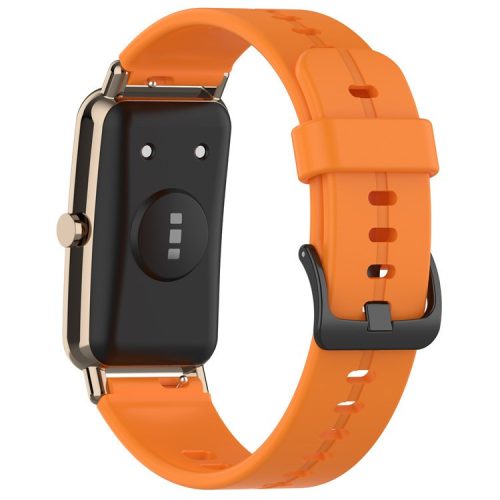 Waterproof Soft Solid Color Silicone Watch Strap Wristband with Buckle for Huawei Watch Fit Mini - Orange