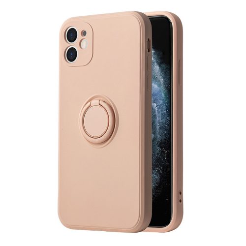 Iphone 13 Gyűrűs Szilikon Tok Ring Kitámasztható VENNUS Rózsaszín