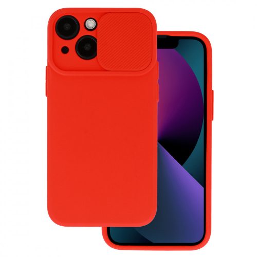 iPhone 14 Pro Szilikon Tok Camshield Soft Lencsevédelemmel Lens Protector Piros
