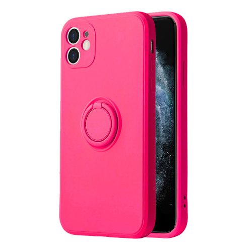 Iphone 14 Gyűrűs Szilikon Tok Ring Kitámasztható VENNUS Pink
