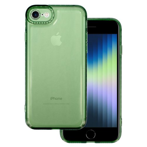 iPhone 7/8/SE 2020/SE 2022 Szilikon Tok Crystal Diamond Lens Protector Áttetsző/Zöld