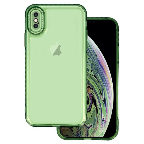 iPhone X/XS Szilikon Tok Crystal Diamond Lens Protector Áttetsző/Zöld