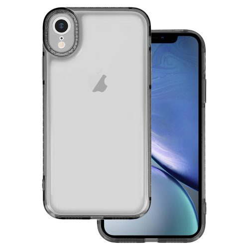 iPhone XR Szilikon Tok Crystal Diamond Lens Protector Áttetsző/Fekete
