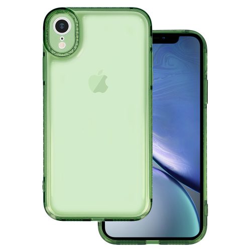 iPhone XR Szilikon Tok Crystal Diamond Lens Protector Áttetsző/Zöld
