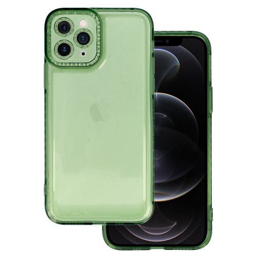 iPhone 11 Pro Szilikon Tok Crystal Diamond Lens Protector Áttetsző/Zöld