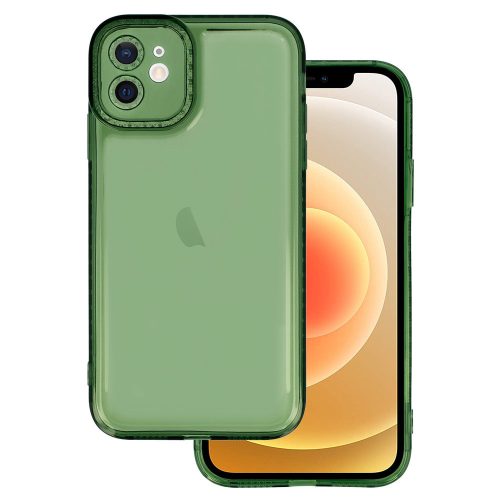 iPhone 12 Szilikon Tok Crystal Diamond Lens Protector Áttetsző/Zöld