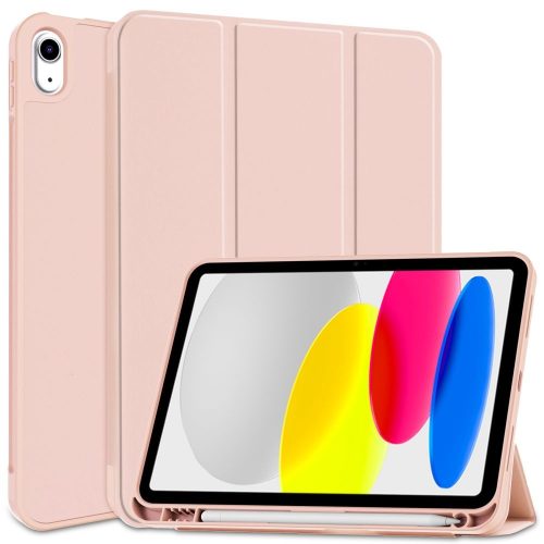 iPad 10.9 (2022) Tablet Tok SmartCase + SmartPen Slot Ceruza Tartóval Rózsaszín