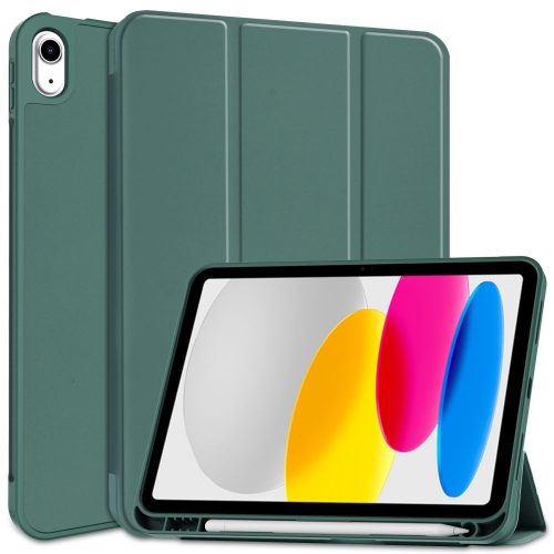 iPad 10.9 (2022) Tablet Tok SmartCase + SmartPen Slot Ceruza Tartóval Sötétzöld 
