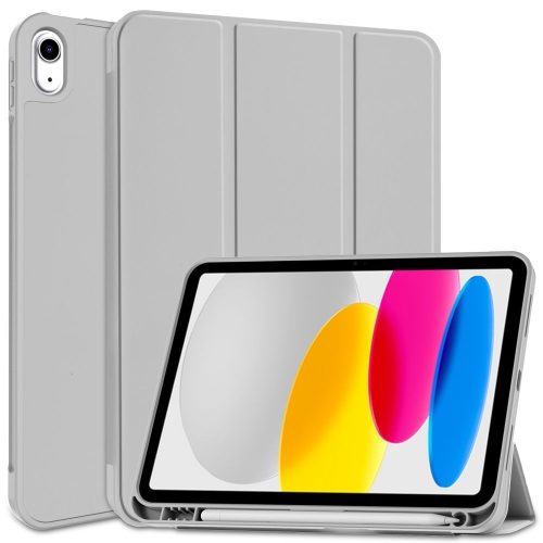 iPad 10.9 (2022) Tablet Tok SmartCase + SmartPen Slot Ceruza Tartóval Szürke