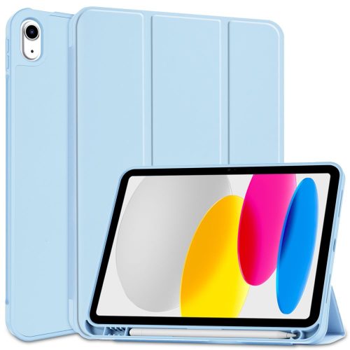 iPad 10.9 (2022) Tablet Tok SmartCase + SmartPen Slot Ceruza Tartóval Világoskék